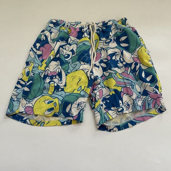 Vintage Looney Tunes Swim Trunks All Over Print Beachy Surf Medium - Picture 1 of 11